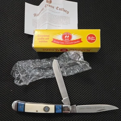 NAVAJA DE BOLSILLO LIMITADA MASÓNICA LOCK BACK TRAPPER DE KISSING CRANE Foto 1 de 4