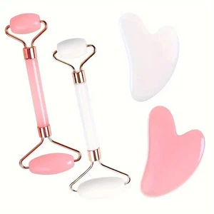 Jade Gua Sha Stone Rose Natural Face Body Massager Quartz Facial Scraper Therapy - Picture 1 of 14