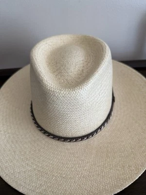 Sombrero de Panamá Orvis Genuino Tejido a Mano en Ecuador Paja Ala Ancha Talla Mediana Foto 1 de 4