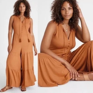 Anthropologie Saturday Sunday Marina Jumpsuit Burnt Orange Oversized Gr. 1X - Bild 1 von 8
