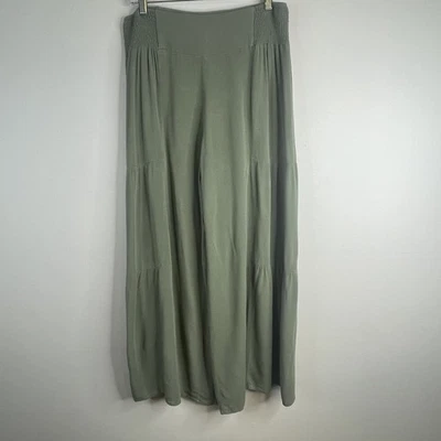 Pantalones para mujer Lagenlook Palazzo grandes verde salvia pierna ancha fluidos comodidad de viaje Foto 1 de 4