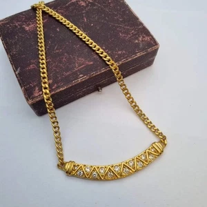Collar dorado para mujer, gargantilla con pedrería, estilo años 80. Gargantilla - Foto 1 di 10