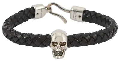 Pulsera Alexander McQUEEN Calavera Cuero Trenzado Hombre Talla Única Negra Foto 1 de 4