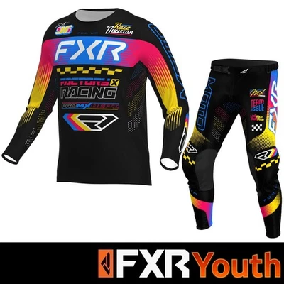 2026 FXR YOUTH Motocross Kit Combo BOYS FXR PODIUM RAZZ BLACK MX Kit - All Sizes