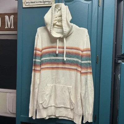 Suéter tejido con capucha y bolsillos a rayas de Santa Fe de American Eagle para hombre talla L A16 Foto 1 de 4