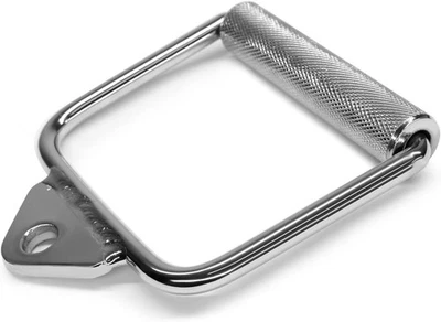 Chrome D Handle for Cable Machines Anti Slip Grip Heavy Duty 880 lbs Capacity - Image 1 of 4