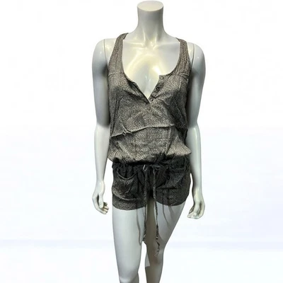 Guess Black & Silver Metallic Cheetah Print Sleeveless Romper - Y2K Party Style - Image 1 of 4