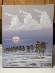 Pintura en lienzo acrílico original Navajo Johnny Yazzie 1991 - Imagen 1 de 2