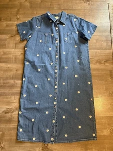 The Quacker Factory Jeanskleid Kurzarm Kragen Gänseblümchen Druckknopfverschluss Damen 2XL - Bild 1 von 10
