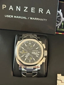 PANZERA Aquamarine 45c Chronograph Riviera Link Swiss Made Automatic Watch - Picture 1 of 10