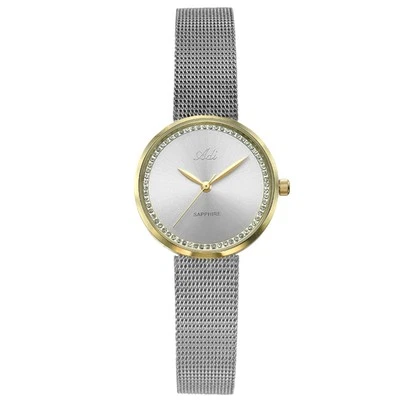 Женские двухцветные золотые и серебряные сетчатые часы Adi с Swarovski и сапфиром, 30 мм - Изображение 1 из 4