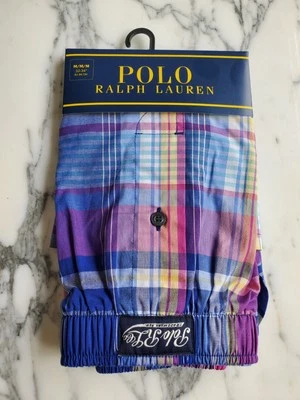 Polo masculino xadrez multicolorido Ralph Lauren tecido algodão boxer novo com etiquetas médio (32-34")  - Imagem 1 de 3