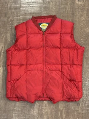 Cabelas Premiere Northern Goose Down Fill Full Zip Puffer Vest Small Red D6 - Image 1 of 4