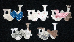 5 TRENI/LOCOMOTIVE TRAPUNTA PRIMITIVI ANTICHI CUTTER! Scrapbooking! Applique! - Foto 1 di 1