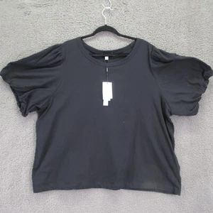 T Tahari Woman Black Short Sleeve Puff Top 3X #4830 - Picture 1 of 13