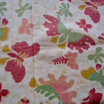 55cm x 102cm Pink Butterflies Cotton Sewing Fabric Sari Saree Sarong Retro 1980s - image 1 of 4