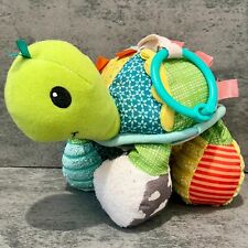 9" Infantino Turtle Crinkle Rattle Mirror Play Colorful Hanging Plush Baby Toy