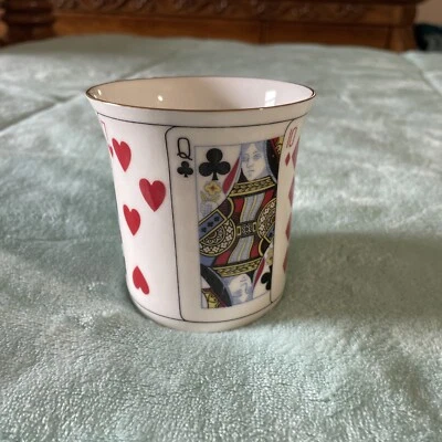 Cut For Coffee Queen's Fine Bone China Coffee/Tea Mug Cup Poker Cards All Over  - Image 1 of 4