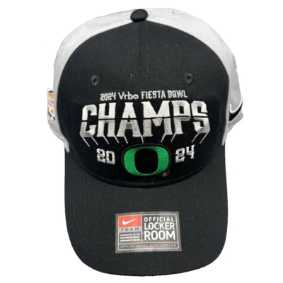 Nike Oregon Ducks Oficial Vestuario 2024 Fiesta Bowl Champs Sombrero, Negro/Gris Foto 1 de 4
