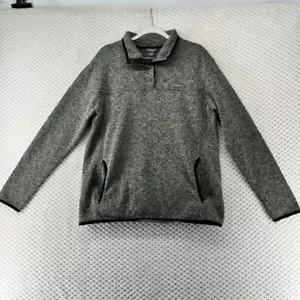 Eddie Bauer Fleece Pullover Snap Neck Sweater Gray Outdoorsy Hiking Women's L - Picture 1 of 8