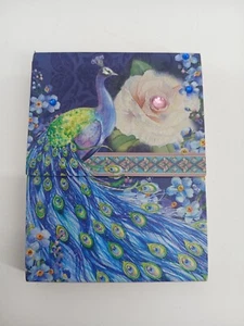 Pooch & Sweetheart Imperial Peacock Jeweled Flower Foldover Mini Notepad - Picture 1 of 5