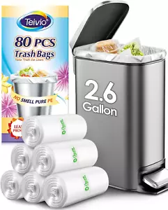 2.6 Gallon 80 Counts Strong Trash Bags Garbage Bags by , Bathroom Trash Can Bin - Picture 1 of 12