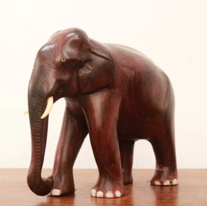 Estatua de elefante escultura animal de madera vintage estante de oficina en casa decoración regalo arte - Imagen 1 de 6
