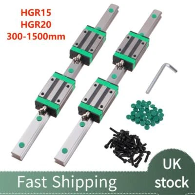 2X Linear Guide Rail HGR15 HGR20 HGR25 +4X HGH15CA HGH20CA Bearing Blocks CNC - Image 1 of 4