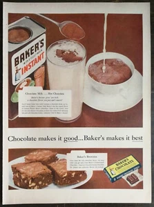Vintage 1954 Baker's Chocolate Full Page Original Ad 823 - Picture 1 of 1
