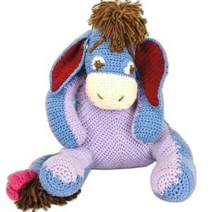 Vintage EEYORE Winne The Pooh Knit Handmade Plush Large Nursery Crochet Doll - Picture 1 of 7