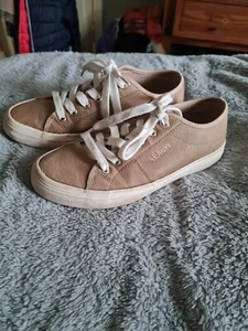 Womens Beige S.oliver Lace Up Trainers - Size 4 - Picture 1 of 9