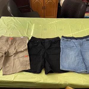 Lot Of Boys Size Large Husky Shorts. One New With Tag. Khaki, Black, Denim - Picture 1 of 5
