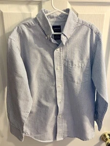 Arrow Blue White Stripe Button Down Shirt Youth 10 - Picture 1 of 3