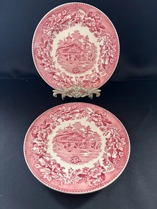 Thomas Hughes Avon Cottage Staffordshire Weiß & Rot Speiseteller 3er Set - Bild 1 von 9