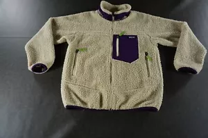 Patagonia Jacke Unisex Kinder Große 12 Beige Lila Haferflocken Full Zip Wandern - Bild 1 von 18