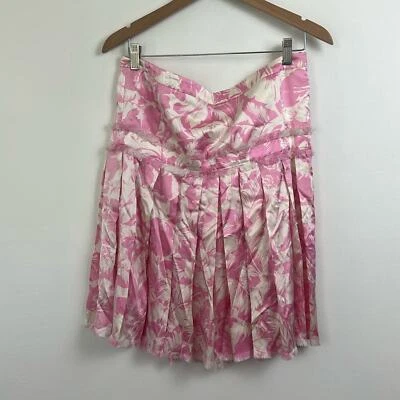 Saia de seda vintage estampa rosa Oscar De La Renta - Imagem 1 de 4