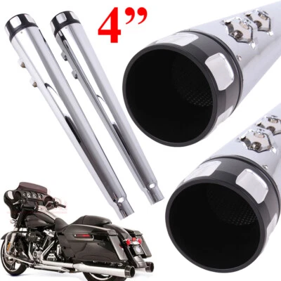 Slip Ons Mufflers For Harley Touring 95-16 Street Road King Glide Exhaust Pipes - Image 1 of 4