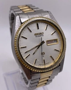 Vintage Seiko SQ Herren zweifarbig Datum Zifferblatt Uhr Presidental Style Neu Batt - Bild 1 von 10