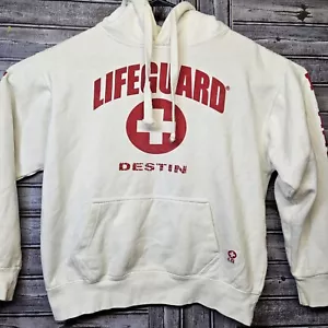 Lifeguard Men's Hoodie White Medium Long Sleeve Drawstring Pullover Destin FL - Picture 1 of 6