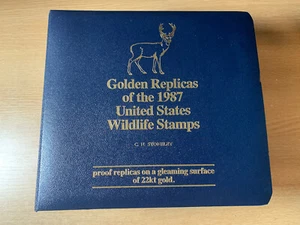 22 Karat Gold Replica Stamp Collection 47 In Album 1987 US Wildlife RARE MINT - Picture 1 of 12