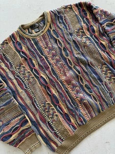 Vintage J Ferrar Coogi Sweater XXL Multicolor 90s Knit Pullover Hip Hop New York - Picture 1 of 4