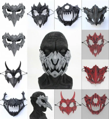 Demon Samurai Kabuki Oni Ninja Tengu Dragon Yaksa Tiger Resin Mask Black Cosplay - Image 1 of 4