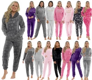 Ladies Soft Fleece Pyjamas Long Winter Warm Cosy Pyjama PJ Nightwear Lounge Set - Picture 1 of 114
