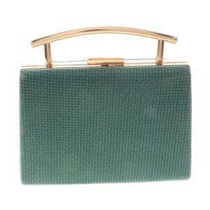Gold Tone Metal Glitter Fabric Clutch Evening Bag BZY239-GRN - Picture 1 of 3