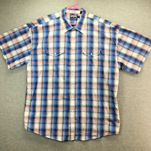 PANHANDLE SLIM Shirt XXL 2XL Western Cowboy Pearl Snap Blue Plaid Rodeo - Picture 1 of 6