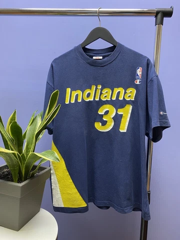 Vintage Indian Pacers #31 Reggie Miller NBA Basketball Blue Size L Crewneck Cover