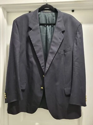 Botany 500 48 Re Navy Blue Gold 2 Button Wool Mens Blazer Suit Jacket Sport Coat - Image 1 of 4