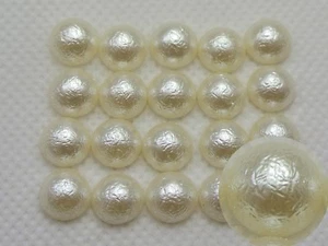 500 Ivory Acrylic Textured Half Pearl Bead 8mm FlatBack Scrapbook Craft - Picture 1 of 6