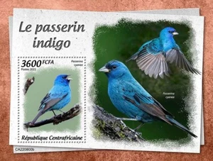 INDIGO BUNTING Cardinal Birds/Bird MNH 1v-Stamp Sheet #2214 2022 Central Africa - Picture 1 of 1