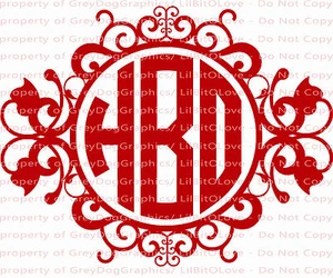 Custom Ornate Circle Monogram Decal Your Initials 3 Letters Personalized Sticker - Picture 1 of 24